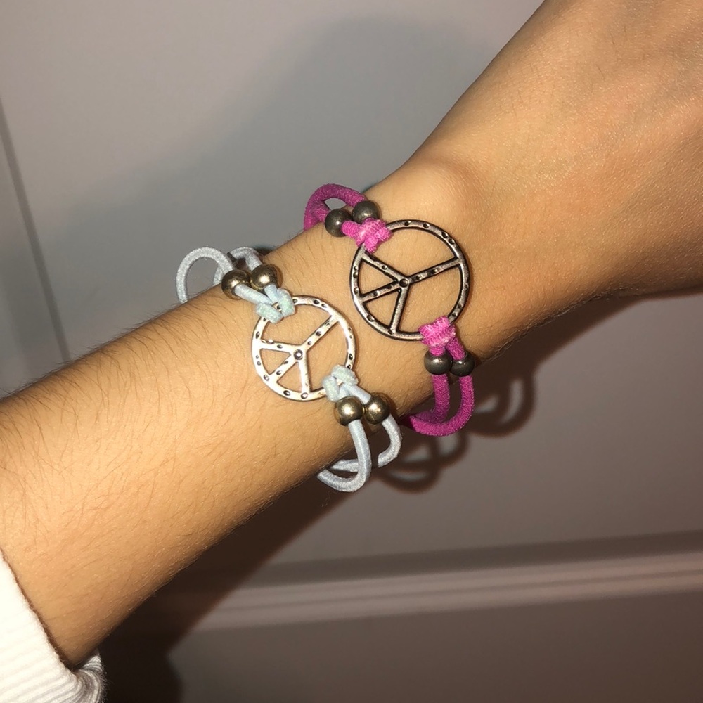 2 peace sign bracelets or ankle bracelets